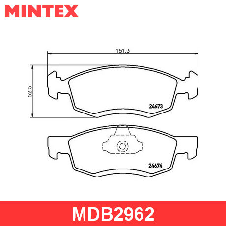 MDB2962 MINTEX  Комплект тормозных колодок, дисковый тормоз