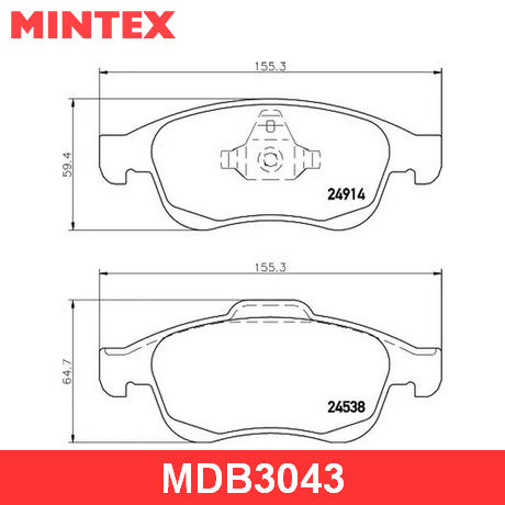 MDB3043 MINTEX MINTEX  Колодки тормозные дисковые комплект