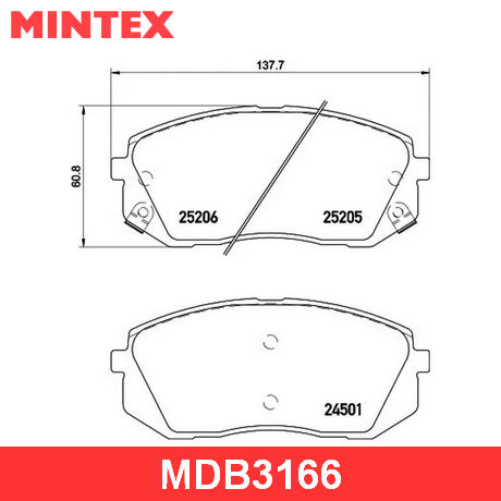 MDB3166 MINTEX  Комплект тормозных колодок, дисковый тормоз