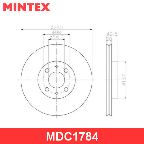 MDC1784 MINTEX  Тормозной диск
