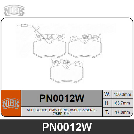 PN0012W NIBK NIBK  Колодки тормозные дисковые комплект
