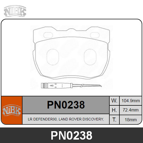 PN0238 NIBK  Комплект тормозных колодок, дисковый тормоз