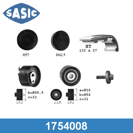 1754008 SASIC SASIC  Комплект ремня ГРМ с роликами; Ремень ГРМ в комплекте с роликами; Ремень ГРМ комплект;
