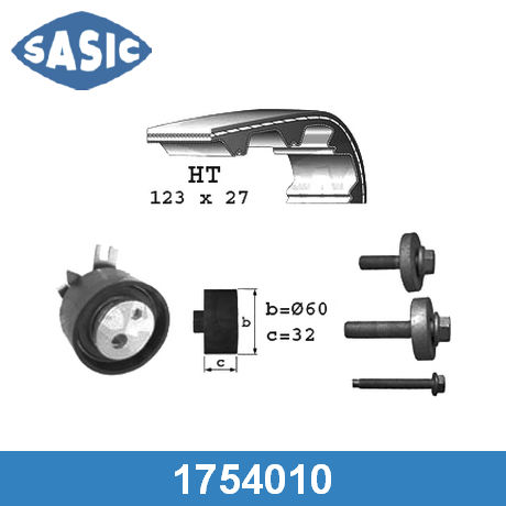 1754010 SASIC SASIC  Комплект ремня ГРМ с роликами; Ремень ГРМ в комплекте с роликами; Ремень ГРМ комплект;