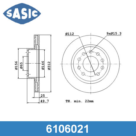 6106021 SASIC  Тормозной диск