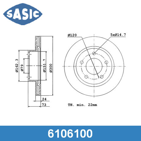 6106100 SASIC SASIC  Тормозной диск