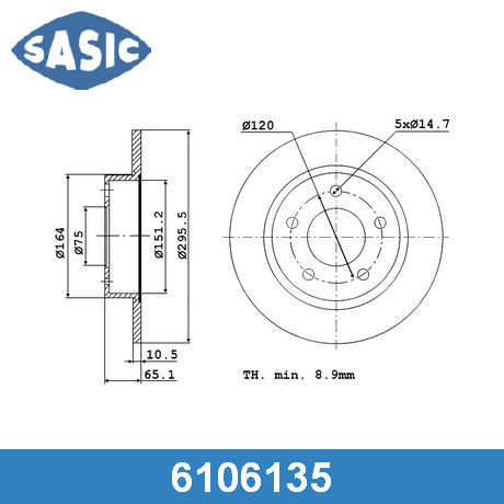 6106135 SASIC SASIC  Тормозной диск