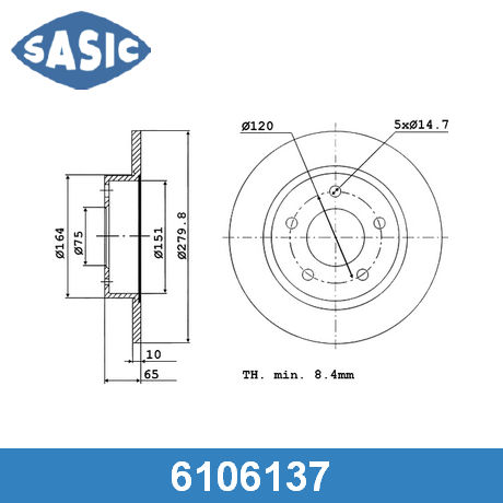 6106137 SASIC SASIC  Тормозной диск