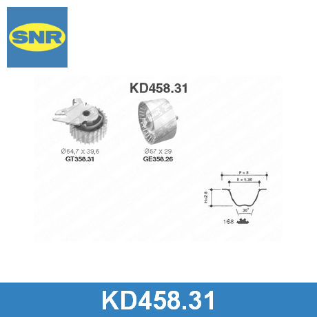 KD458.31 SNR SNR  Комплект ремня ГРМ с роликами; Ремень ГРМ в комплекте с роликами; Ремень ГРМ комплект;