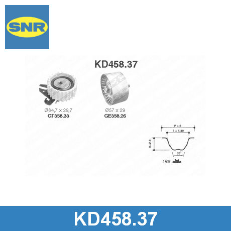 KD458.37 SNR SNR  Комплект ремня ГРМ с роликами; Ремень ГРМ в комплекте с роликами; Ремень ГРМ комплект;