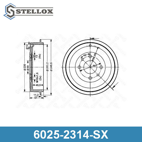6025-2314-SX STELLOX  Тормозной барабан