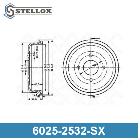 6025-2532-SX STELLOX  Тормозной барабан