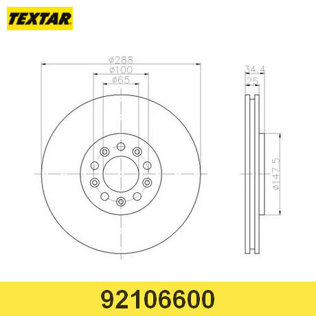 92106600 TEXTAR  Тормозной диск