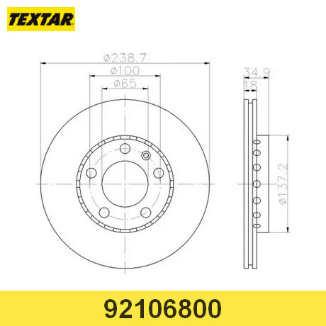 92106800 TEXTAR  Тормозной диск