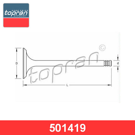 501 419 TOPRAN TOPRAN  Впускной клапан ГРМ