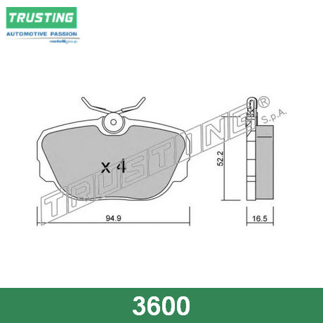360.0 TRUSTING  Комплект тормозных колодок, дисковый тормоз