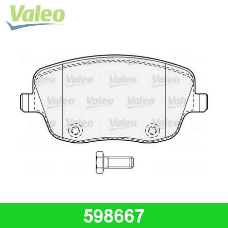 598667 VALEO  Комплект тормозных колодок, дисковый тормоз