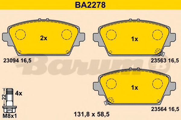 BA2278 BARUM  Комплект тормозных колодок, дисковый тормоз