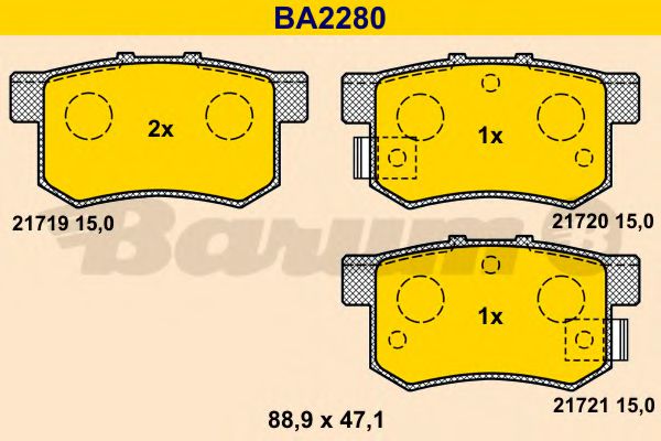BA2280 BARUM  Комплект тормозных колодок, дисковый тормоз