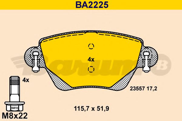 BA2225 BARUM  Комплект тормозных колодок, дисковый тормоз