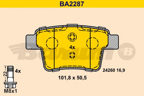 BA2287 BARUM  Комплект тормозных колодок, дисковый тормоз