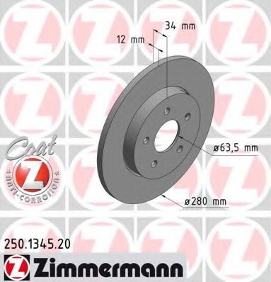 250.1345.20 ZIMMERMANN  Тормозной диск