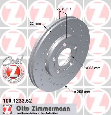 100.1233.52 ZIMMERMANN  Тормозной диск