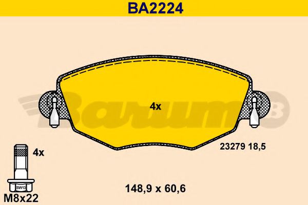 BA2224 BARUM  Комплект тормозных колодок, дисковый тормоз