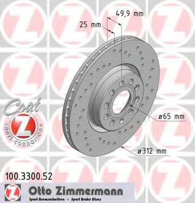 100.3300.52 ZIMMERMANN  Тормозной диск
