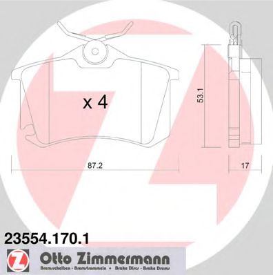 23554.170.1 ZIMMERMANN  Комплект тормозных колодок, дисковый тормоз
