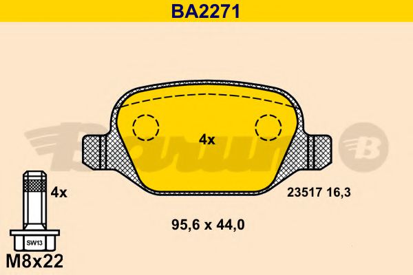 BA2271 BARUM  Комплект тормозных колодок, дисковый тормоз