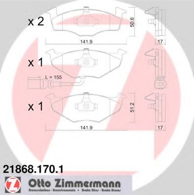 21868.170.1 ZIMMERMANN  Комплект тормозных колодок, дисковый тормоз