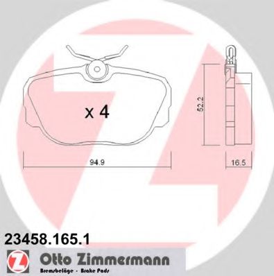 23458.165.1 ZIMMERMANN  Комплект тормозных колодок, дисковый тормоз
