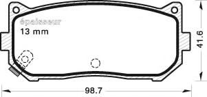 613 MGA  Комплект тормозных колодок, дисковый тормоз