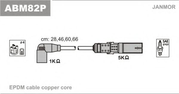 ABM82P JANMOR  Комплект проводов зажигания