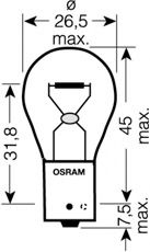 7507-02B OSRAM OSRAM  Лампа накаливания, фонарь указателя поворота; Лампа накаливания, фонарь сигнала торможения; Лампа накаливания, фара заднего хода; Лампа накаливания, стояночный / габаритный огонь; Лампа накаливания, фонарь указателя поворота; Лампа накаливания, фонарь сигнала торможения; Лампа накаливания, стояночный / габаритный огонь; Лампа накаливания, фара заднего хода