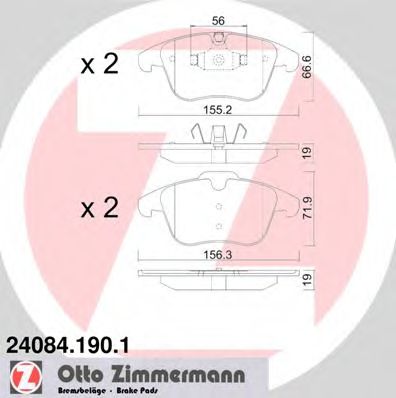 24084.190.1 ZIMMERMANN  Комплект тормозных колодок, дисковый тормоз