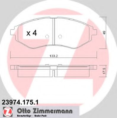 23974.175.1 ZIMMERMANN  Комплект тормозных колодок, дисковый тормоз