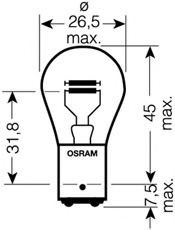 7528-02B OSRAM  Лампа накаливания, фонарь указателя поворота; Лампа накаливания, фонарь сигнала тормож./ задний габ. огонь; Лампа накаливания, фонарь сигнала торможения; Лампа накаливания, задняя противотуманная фара; Лампа накаливания, фара заднего хода; Лампа накаливания, задний гарабитный огонь; Лампа накаливания, стояночные огни / габаритные фонари; Лампа накаливания, стояночный / габаритный огонь; Лампа накаливания, фонарь указателя поворота; Лампа накаливания, фонарь сигнала тормож./ задний габ. огонь; Лампа накаливания, фонарь сигнала торможения; Лампа накаливания, задняя противотуманная фара; Лампа накаливания, стояночные огни / габаритные фонари