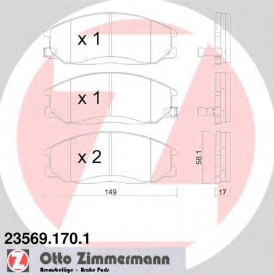 23569.170.1 ZIMMERMANN  Комплект тормозных колодок, дисковый тормоз