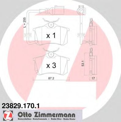 23829.170.1 ZIMMERMANN  Комплект тормозных колодок, дисковый тормоз