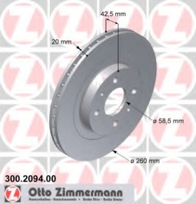 300.2094.00 ZIMMERMANN  Тормозной диск