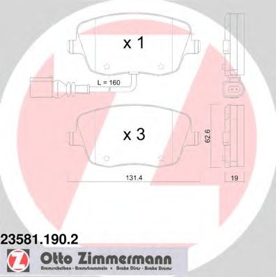 23581.190.2 ZIMMERMANN  Комплект тормозных колодок, дисковый тормоз
